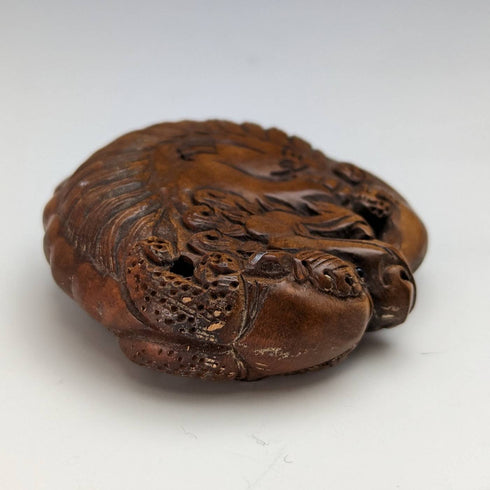Japanese vintage dragon wooden netsuke